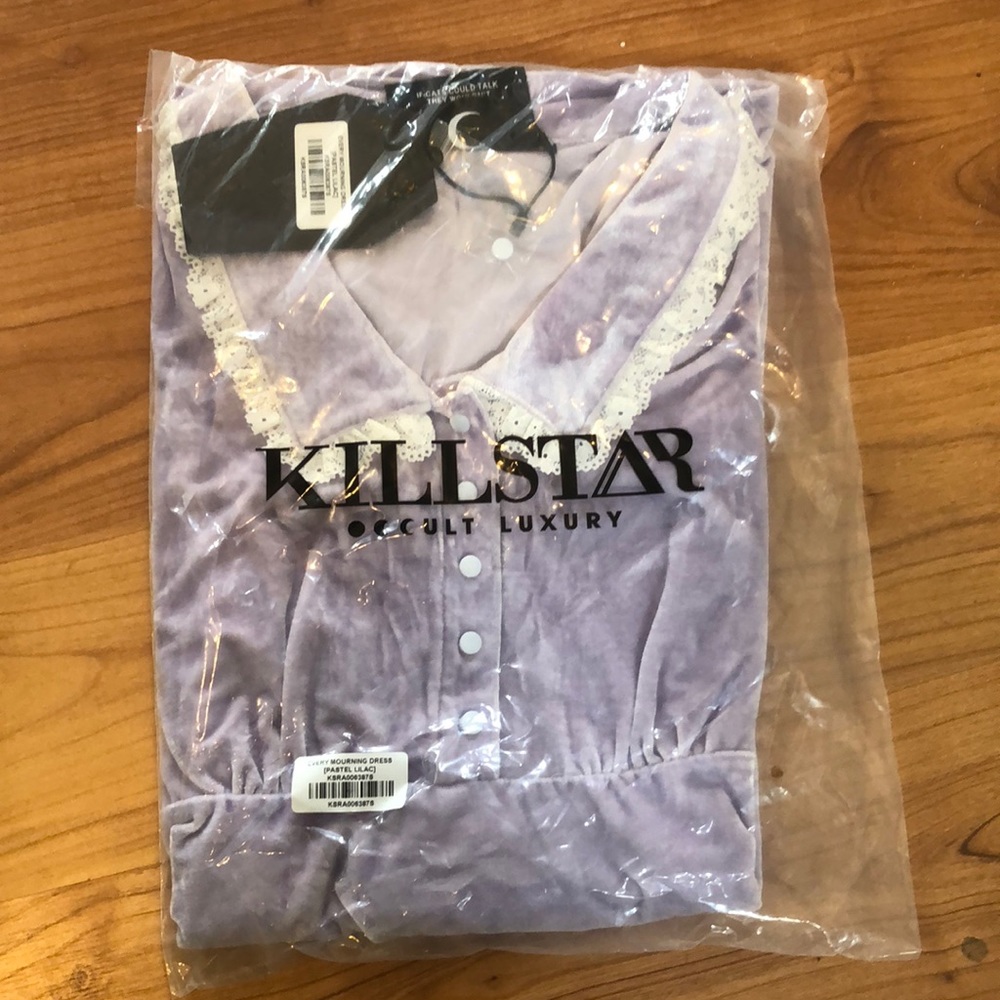 Killstar EveryMorning pastel Lilac S dress velvet new never removed from package